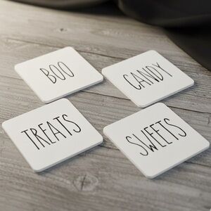 Rae Dunn inspired Halloween Handmade Coasters (Set of 4) with Cork Base